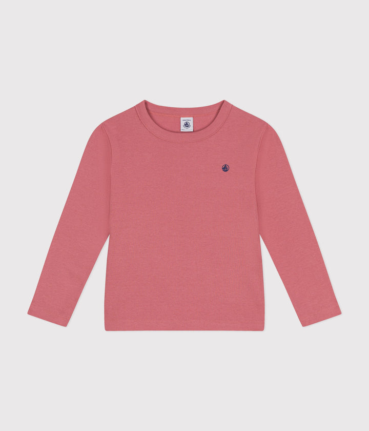 T-shirt a maniche lunghe a costine rosa