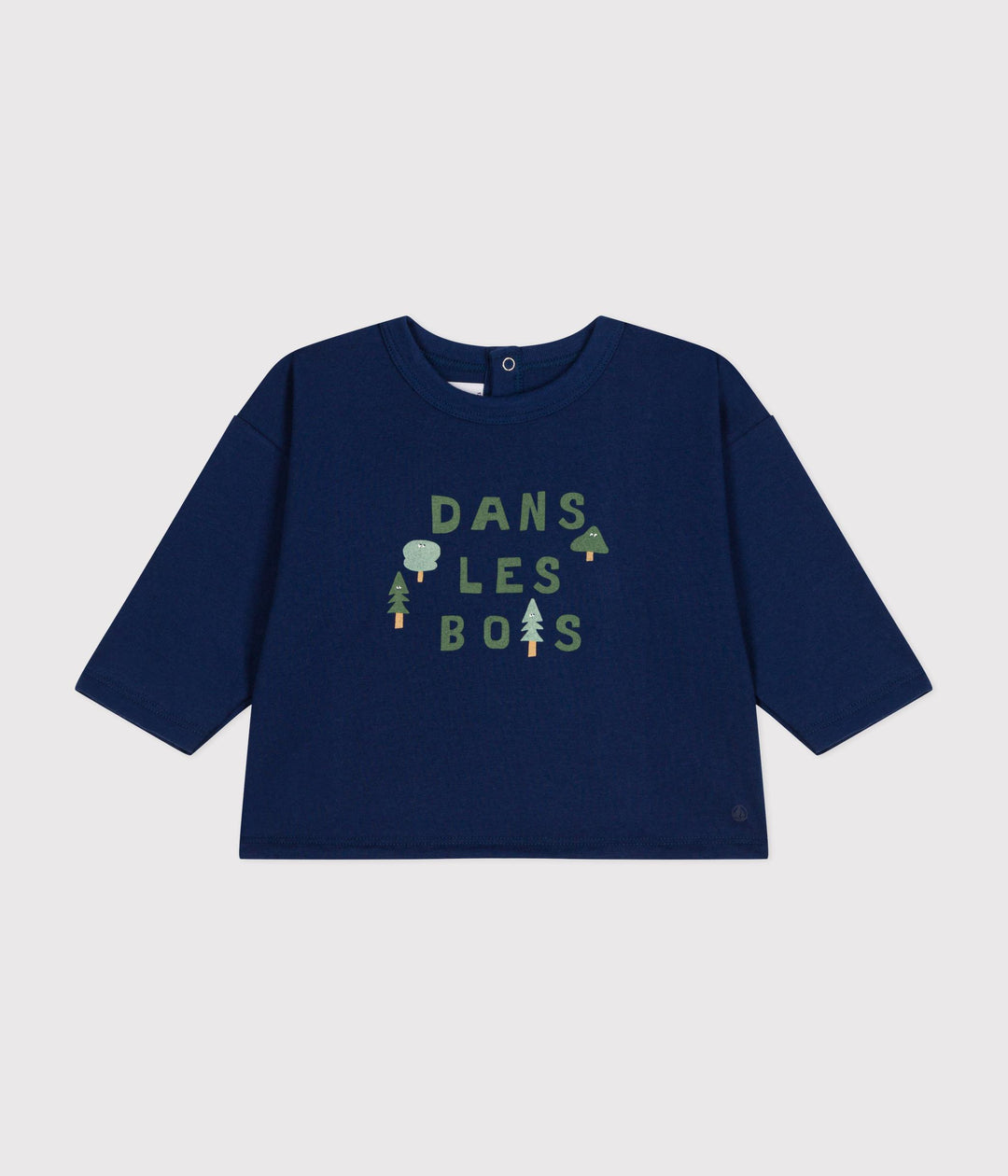T-shirt blu com stampa centrale a maniche lunghe