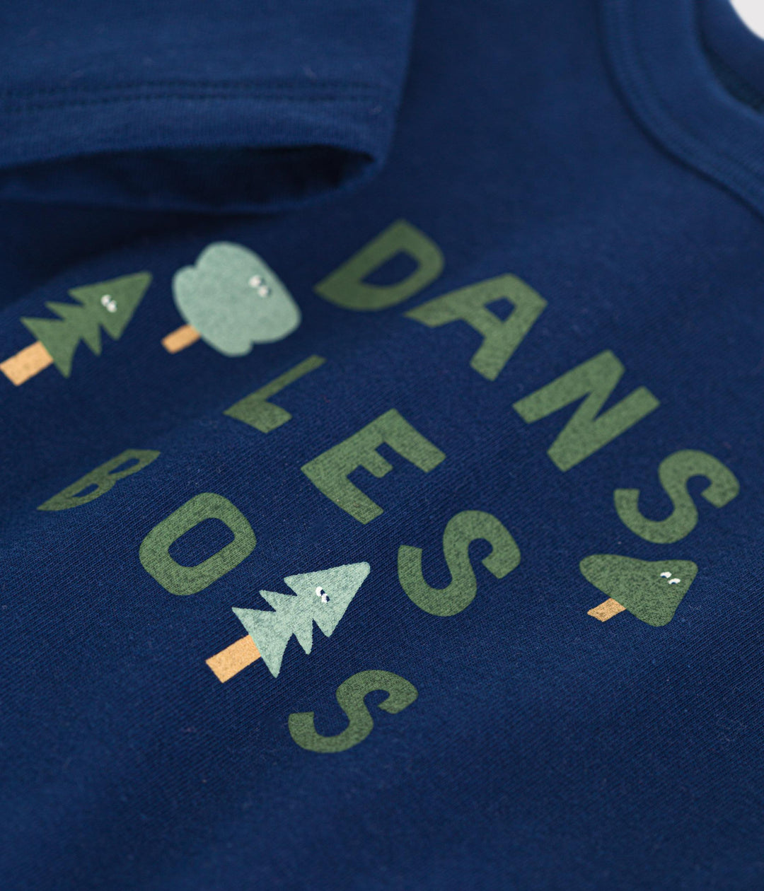 T-shirt blu com stampa centrale a maniche lunghe
