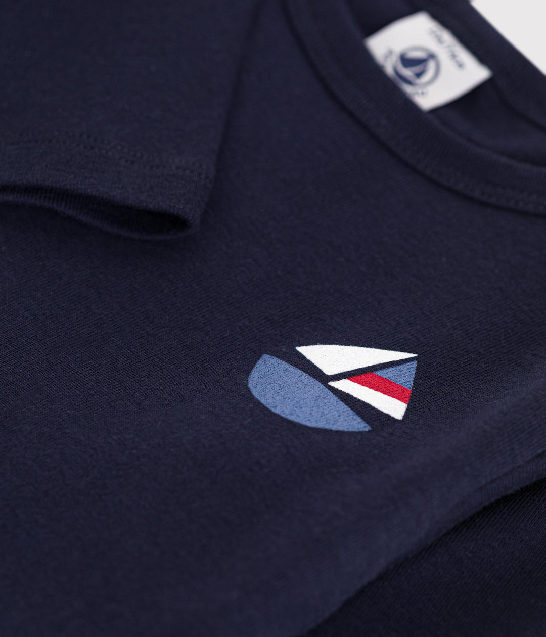 T-shirt blu con logo a maniche lunghe