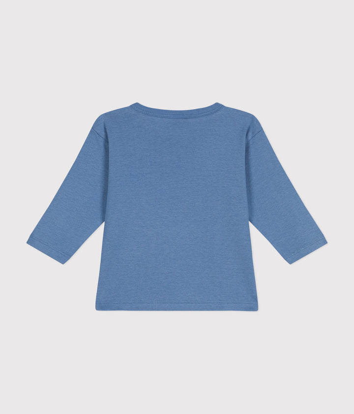 T-shirt blu con stampa procione a maniche lunghe