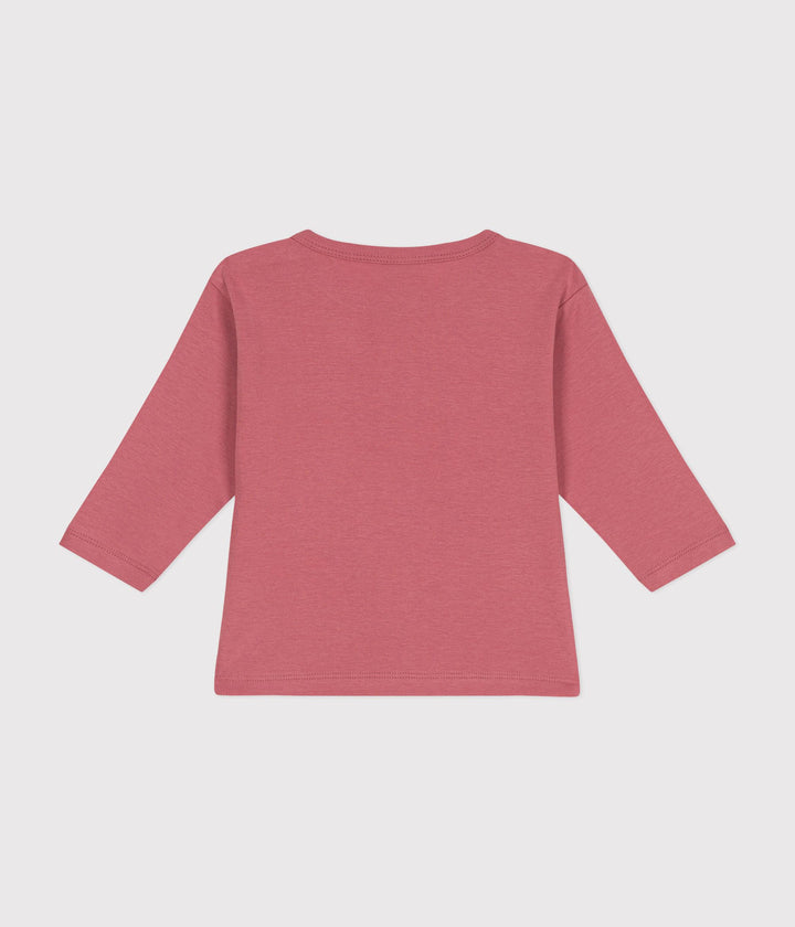 T-shirt rosa con stampa fiorellini a maniche lunghe