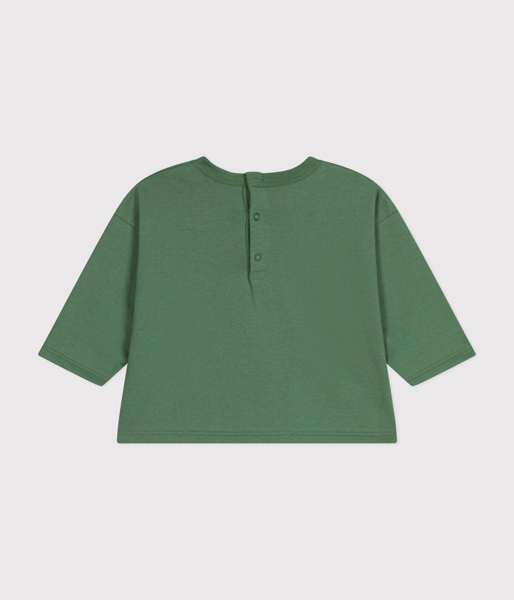 T-shirt verde con stampa procione a maniche lunghe