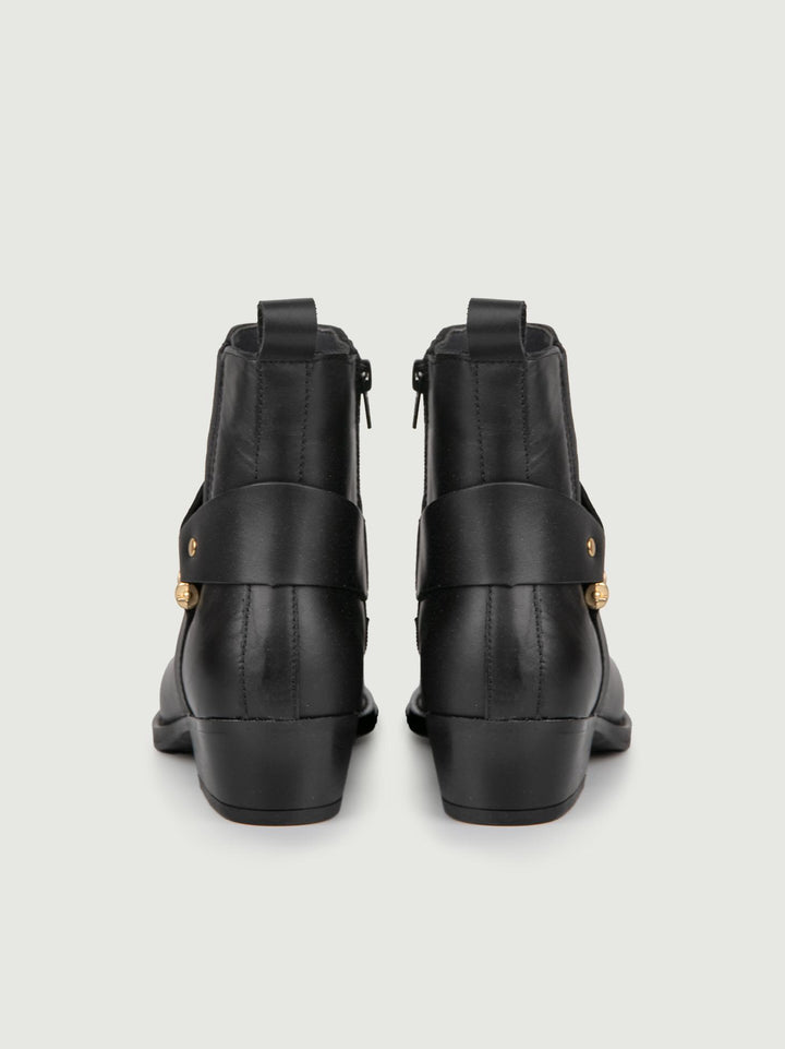 TEXANO IN PELLE NERA CON MORSETTO