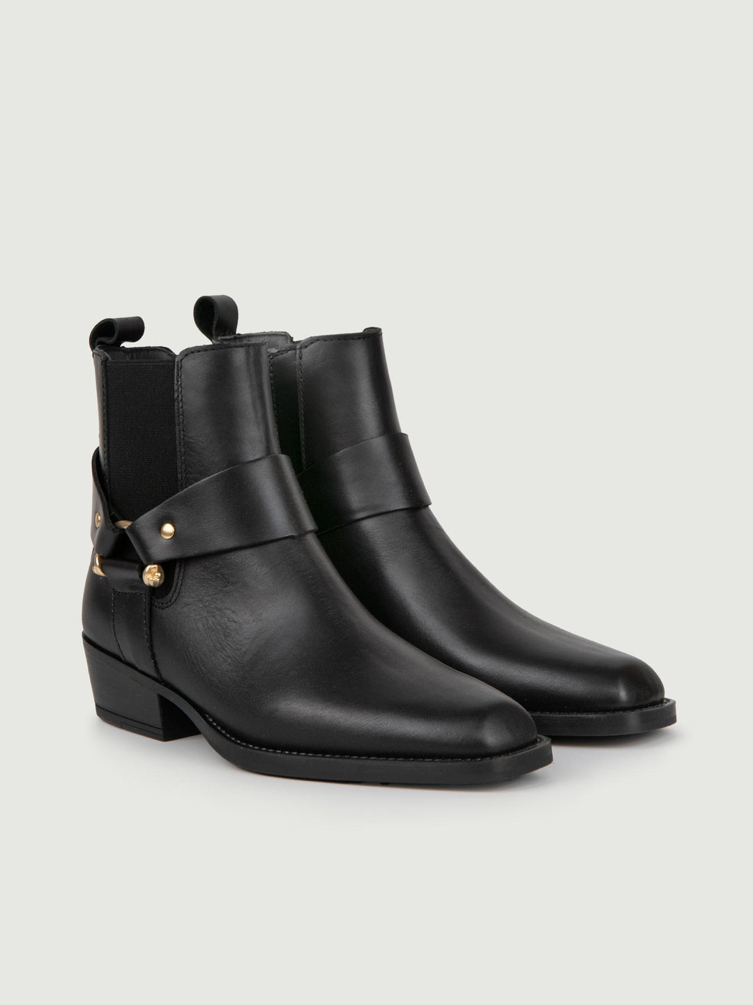 TEXANO IN PELLE NERA CON MORSETTO