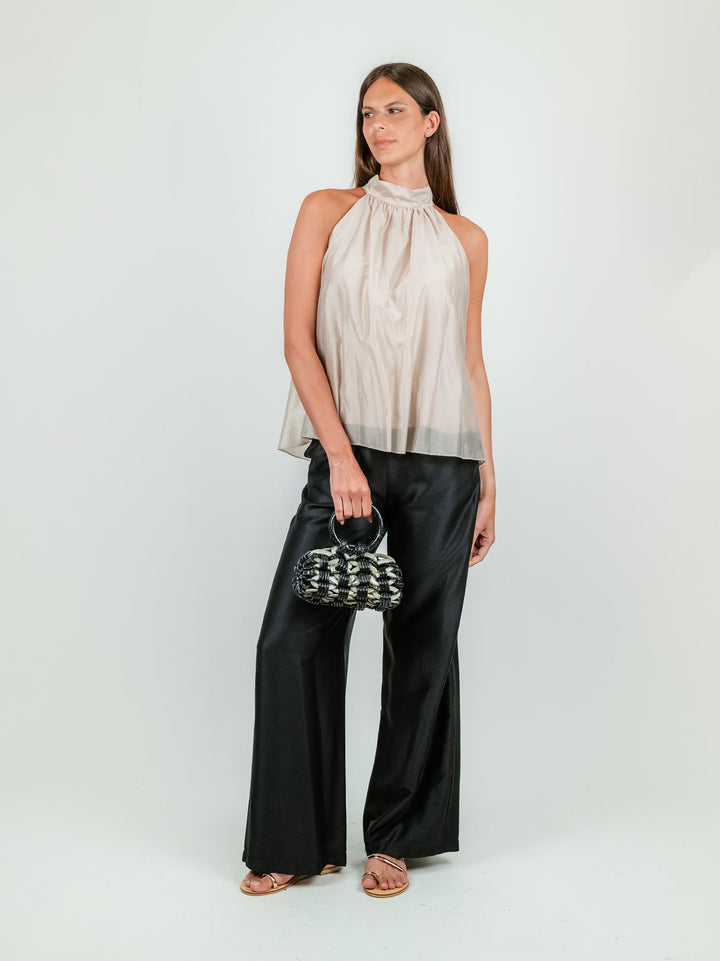 TOP CON SCOLLO HALTER BEIGE
