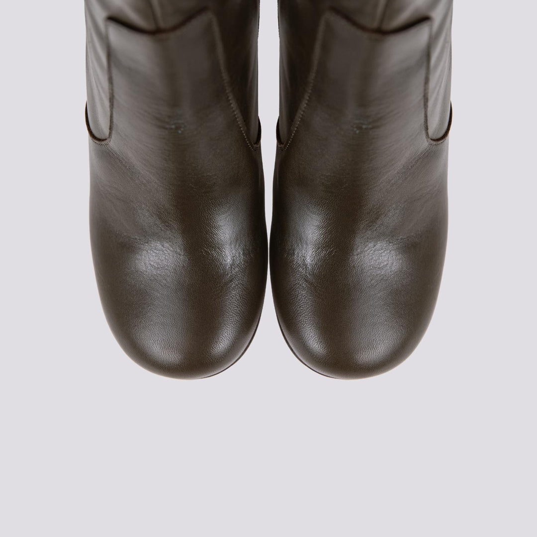 TRONCHETTO PLATEAU IN PELLE VERDE MILITARE