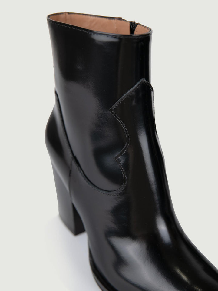TRONCHETTO TEXANO IN PELLE NERA