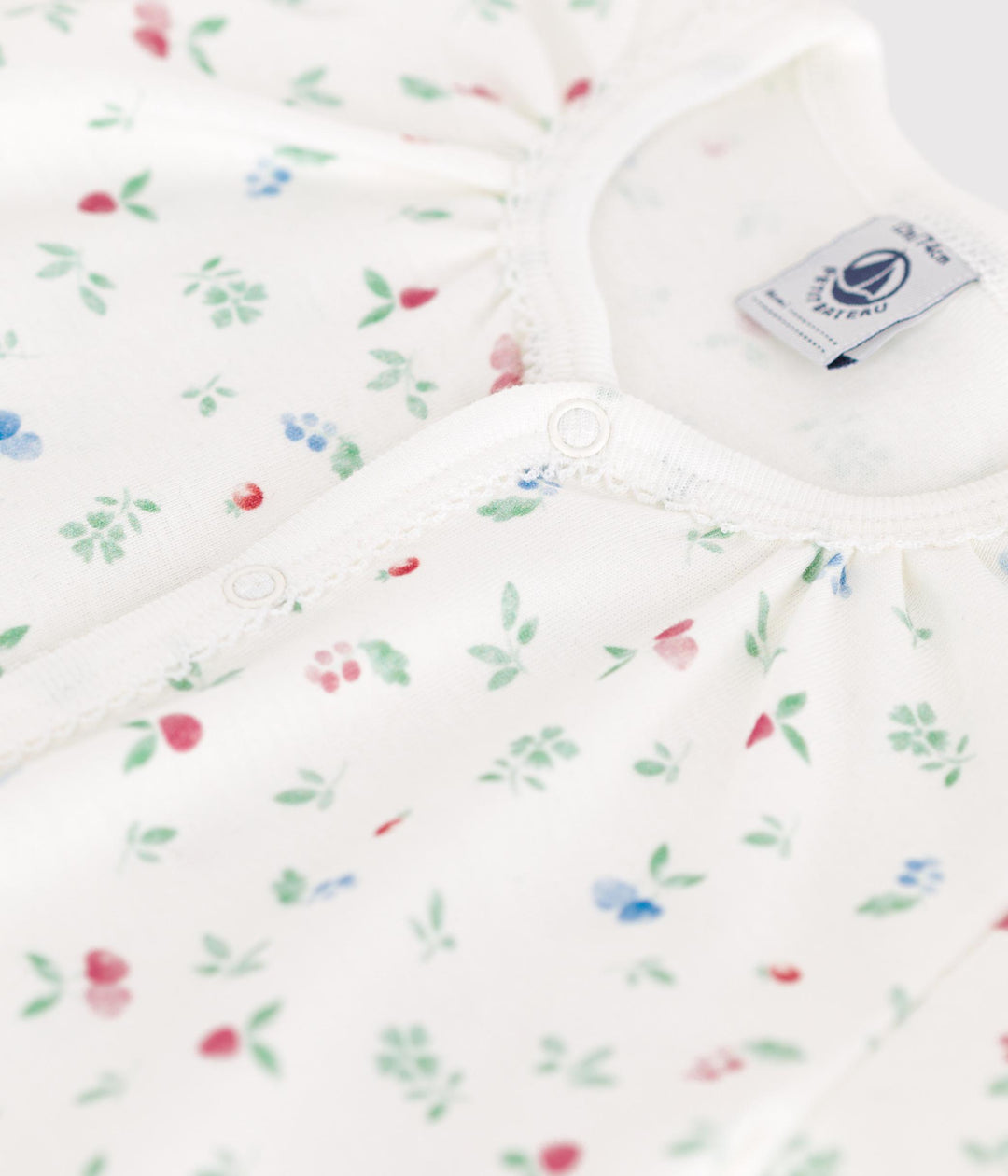 Tutina corta in cotone con stampa frutti