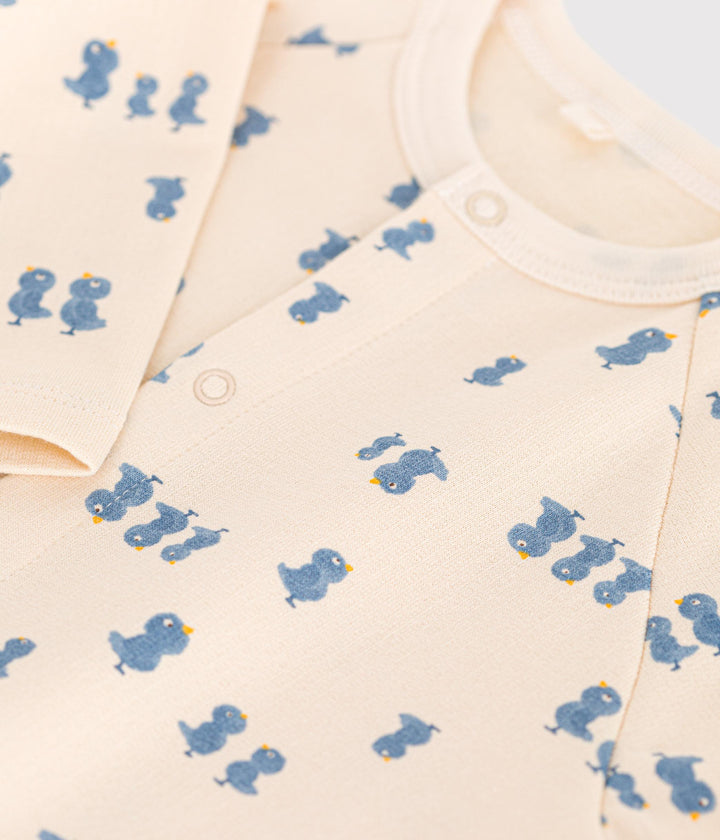 Tutina  in tessuto felpato con stampa pulcini