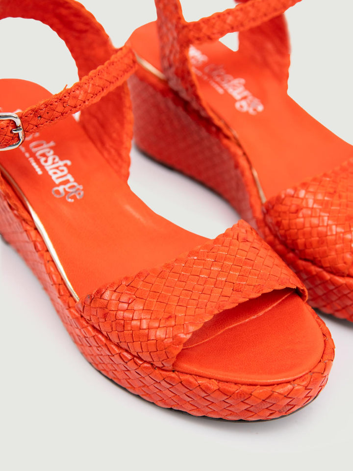 ZEPPA IN PELLE INTRECCIATA ARANCIONE