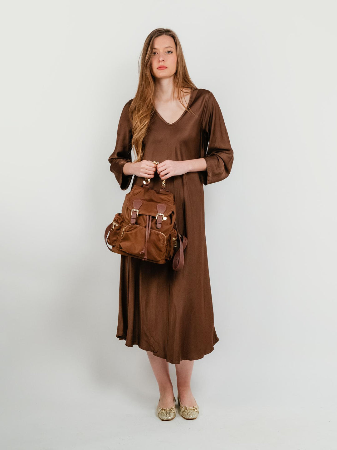 Zaino Zailon in tessuto Nylon marrone