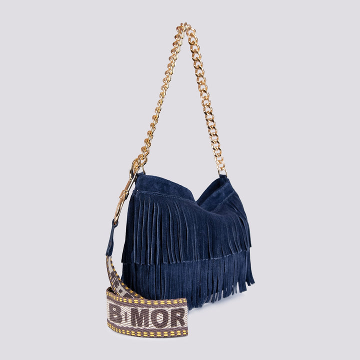 Borsa in camoscio con frange blu - Borsa - Andrea Morando Boutique - 2010110378218