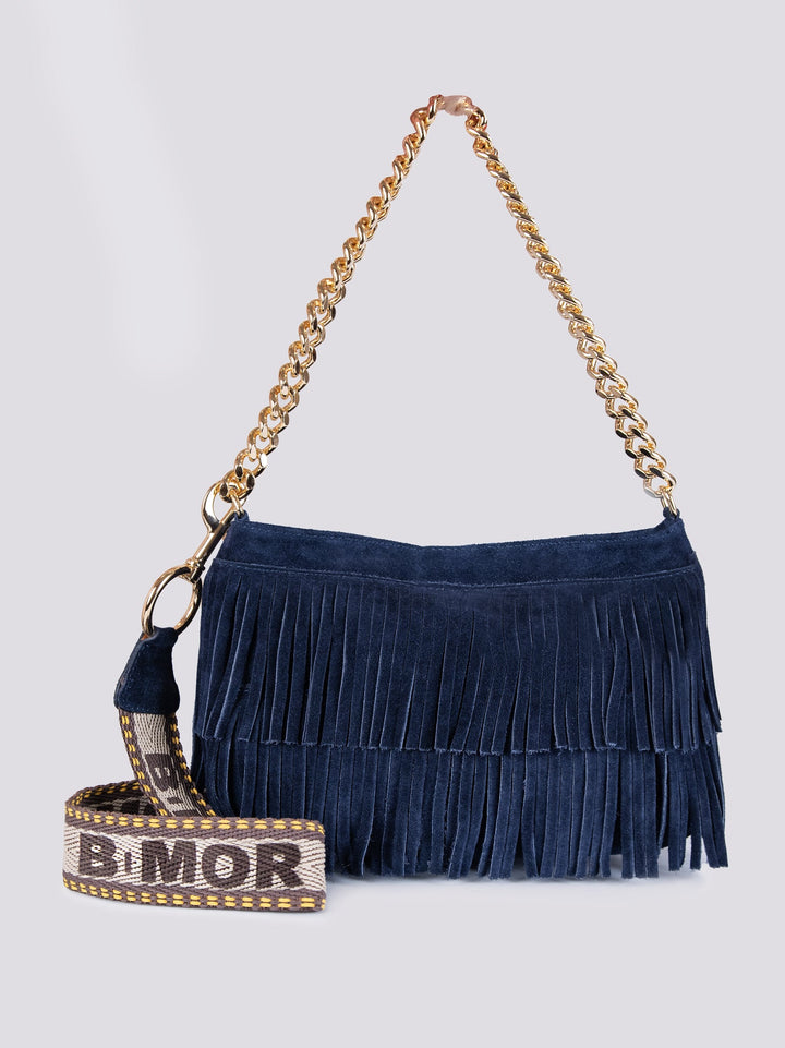 Borsa in camoscio con frange blu - Borsa - Andrea Morando Boutique - 2010110378218