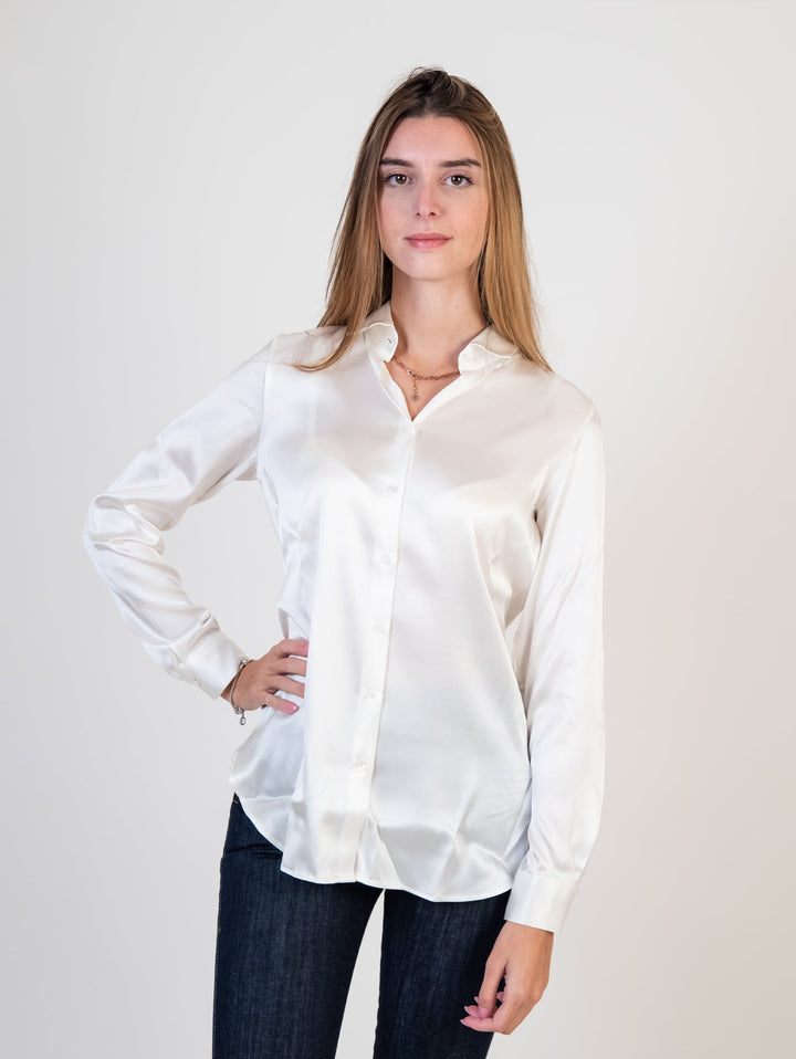 Camicia in seta elasticizzata bianca - Camicia - Andrea Morando Boutique - 2011767680068