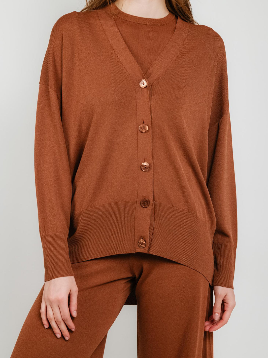 cardigan con bottoni MATTONE