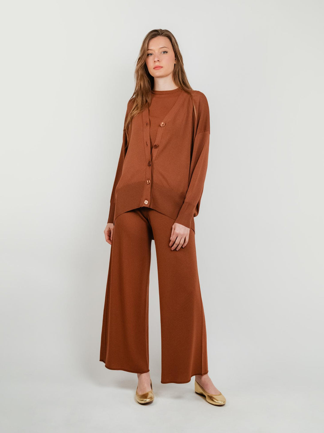 cardigan con bottoni MATTONE