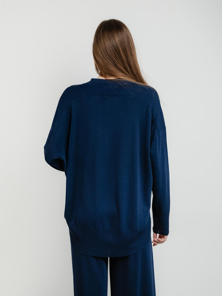 cardigan con bottoni blu
