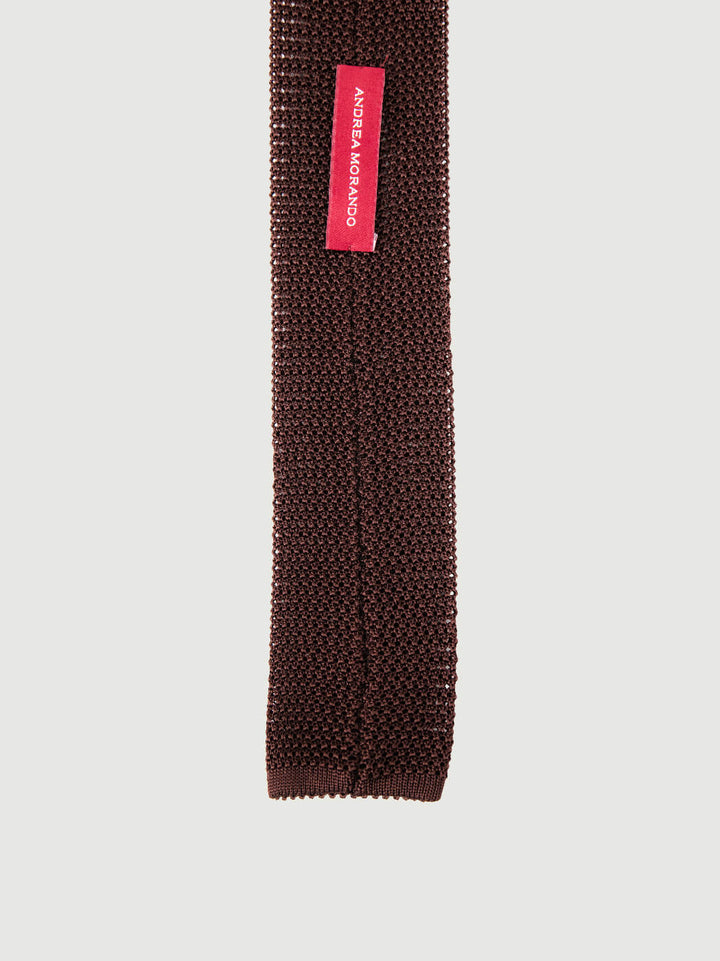 CRAVATTA TRICOT IN SETA MARRONE