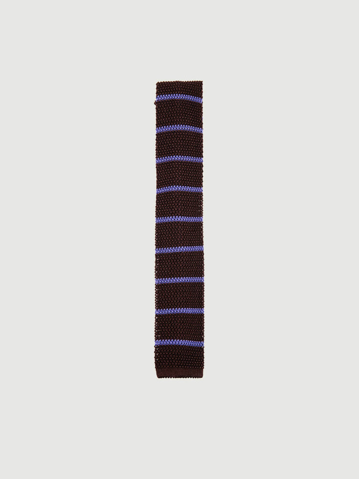 CRAVATTA TRICOT IN SETA MORO A RIGHE LILLA