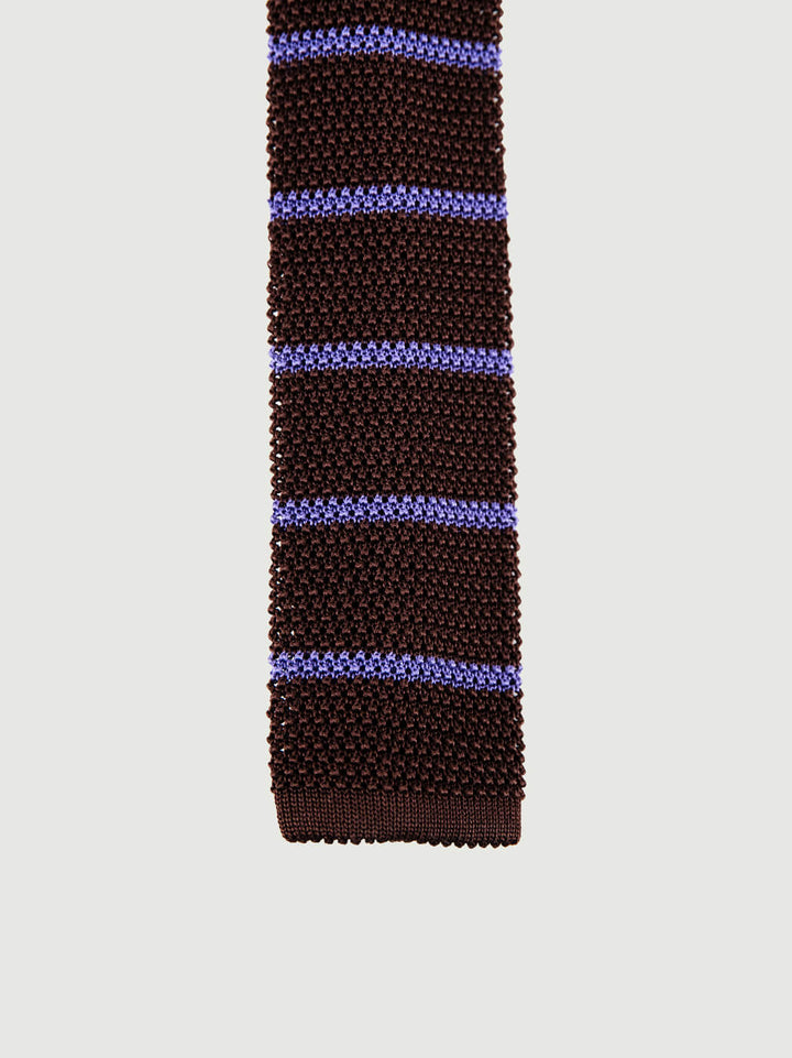 CRAVATTA TRICOT IN SETA MORO A RIGHE LILLA