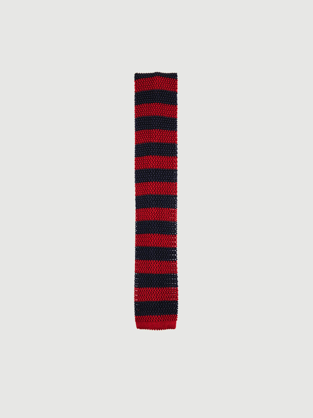 CRAVATTA TRICOT IN SETA ROSSA A RIGHE NAVY
