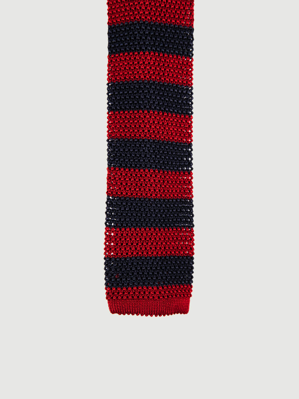 CRAVATTA TRICOT IN SETA ROSSA A RIGHE NAVY