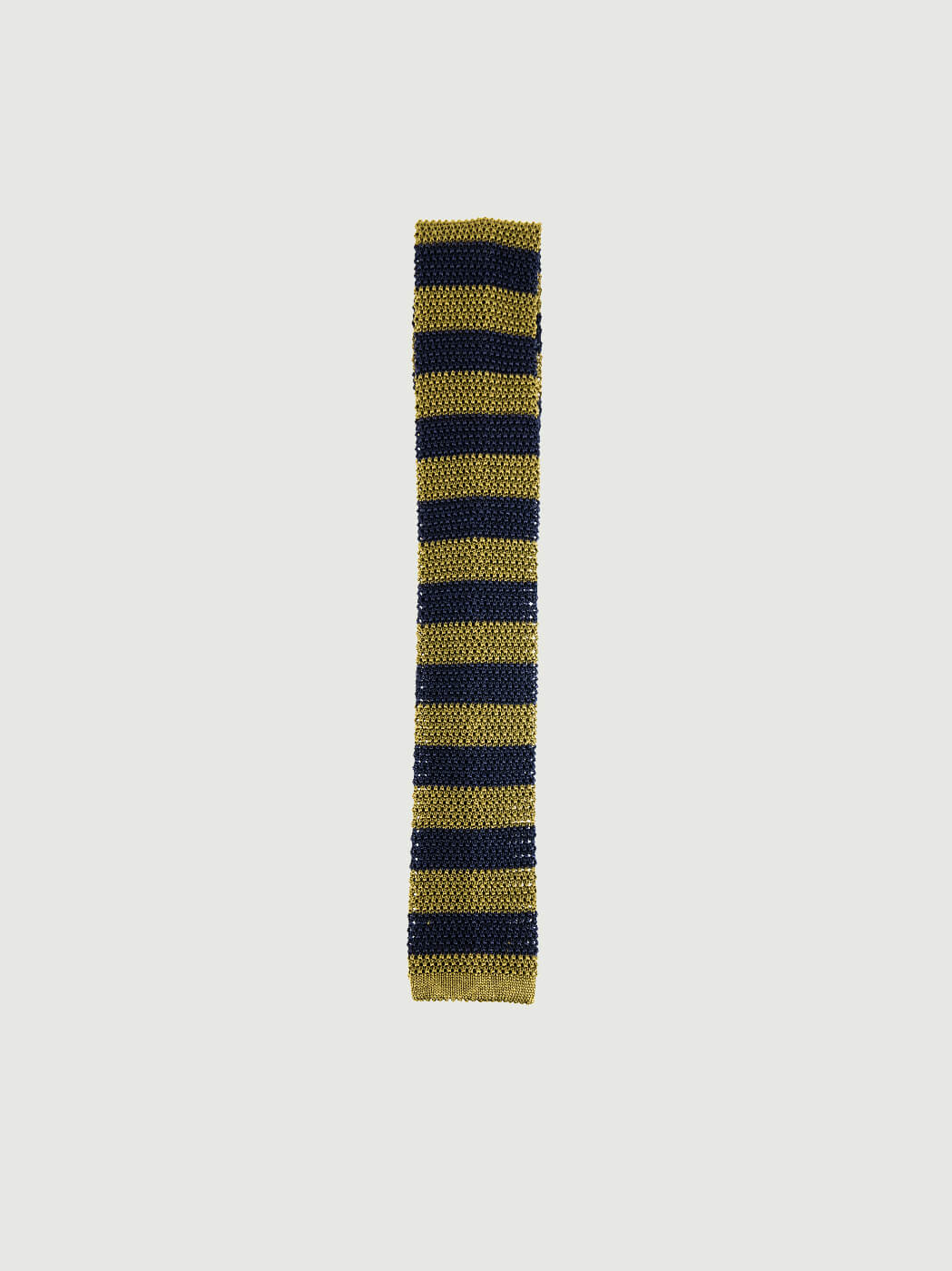CRAVATTA TRICOT IN SETA PISTACCHIO A RIGHE NAVY