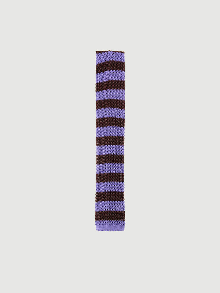 CRAVATTA TRICOT IN SETA LILLA A RIGHE MORO