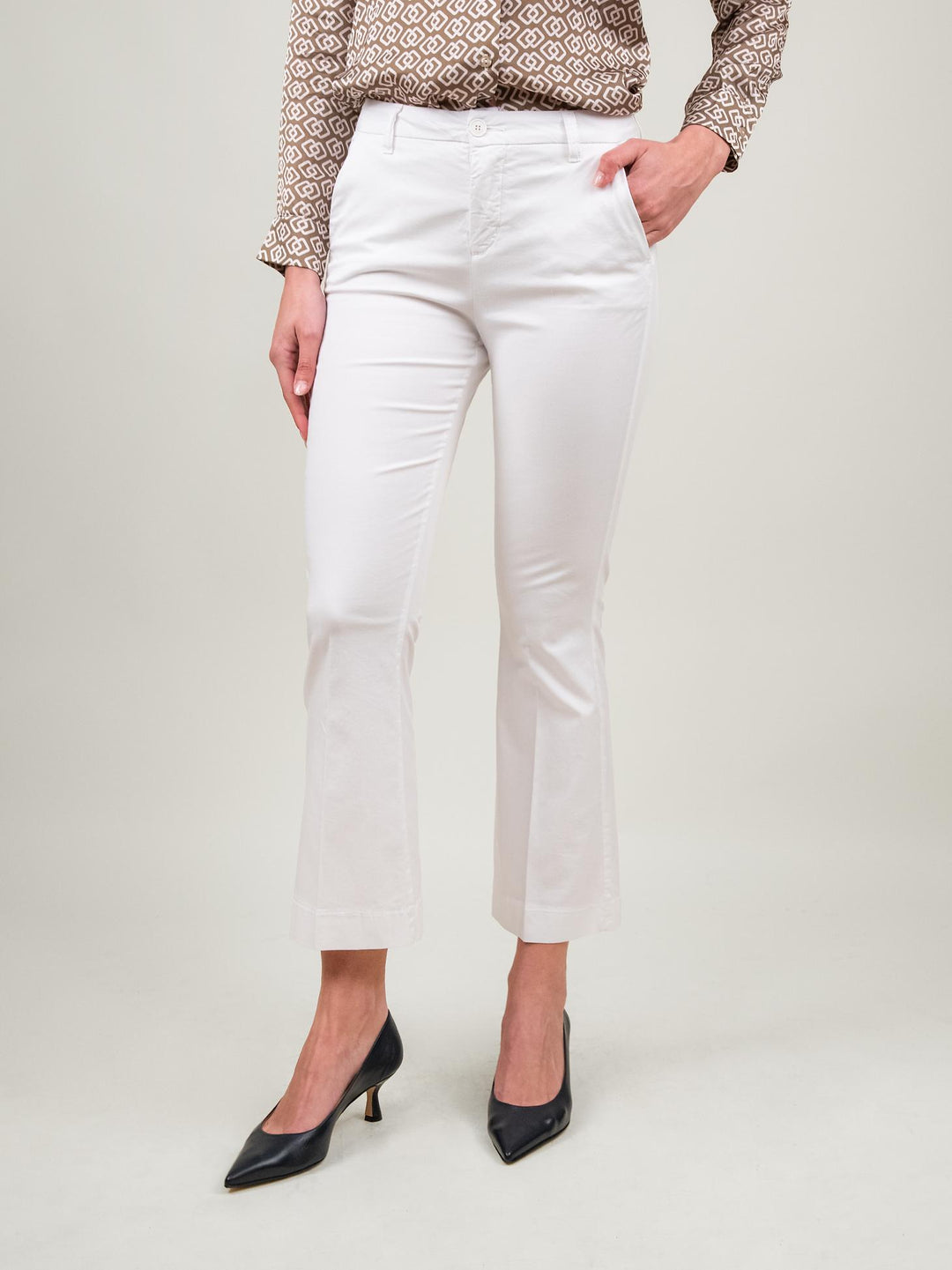 PANTALONE A TROMBETTA BIANCO IN COTONE 824MA BIANCO ANDREA MORANDO 