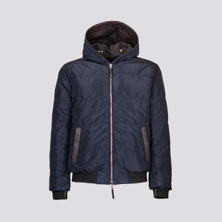 GIUBBOTTO REVERSIBILE IMBOTTITO CON CAPPUCCIO IN PELLE MARRONE  "JONAH" JONAH 06 JACK LEATHER 