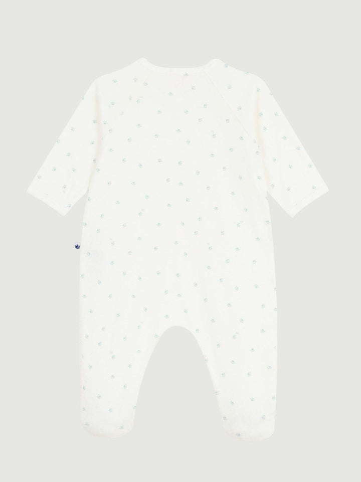 Tutina con piedini in cotone con stampa blu A0F2Q 01 PETIT BATEAU 
