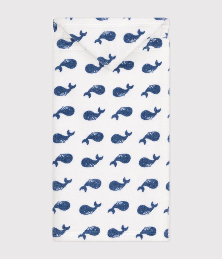 Mantellina da bagno in spugna con balena stampata neonato A0B0G 85 PETIT BATEAU 