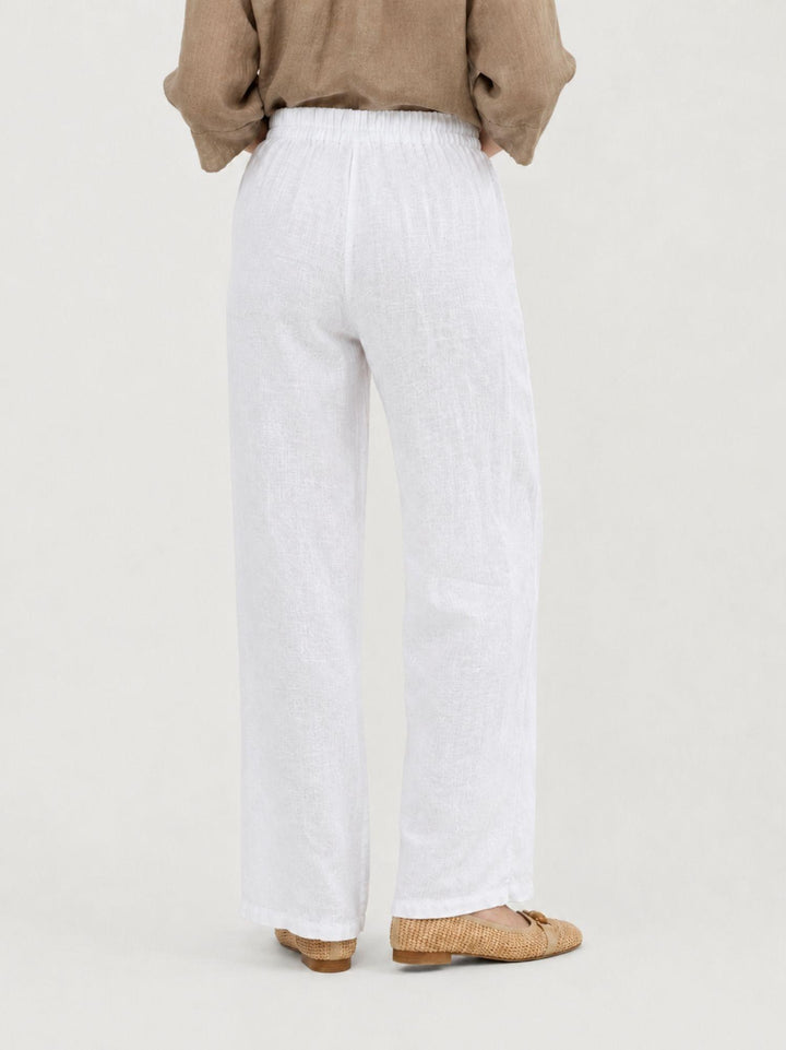 Pantalone con pences in lino bianco 6PT02359 BIANCO ANDREA MORANDO 