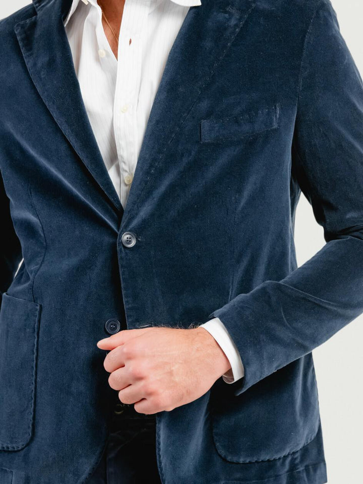 BLAZER IN VELLUTO BLU NAVY GD00385504 BLU NAVY ANDREA MORANDO 