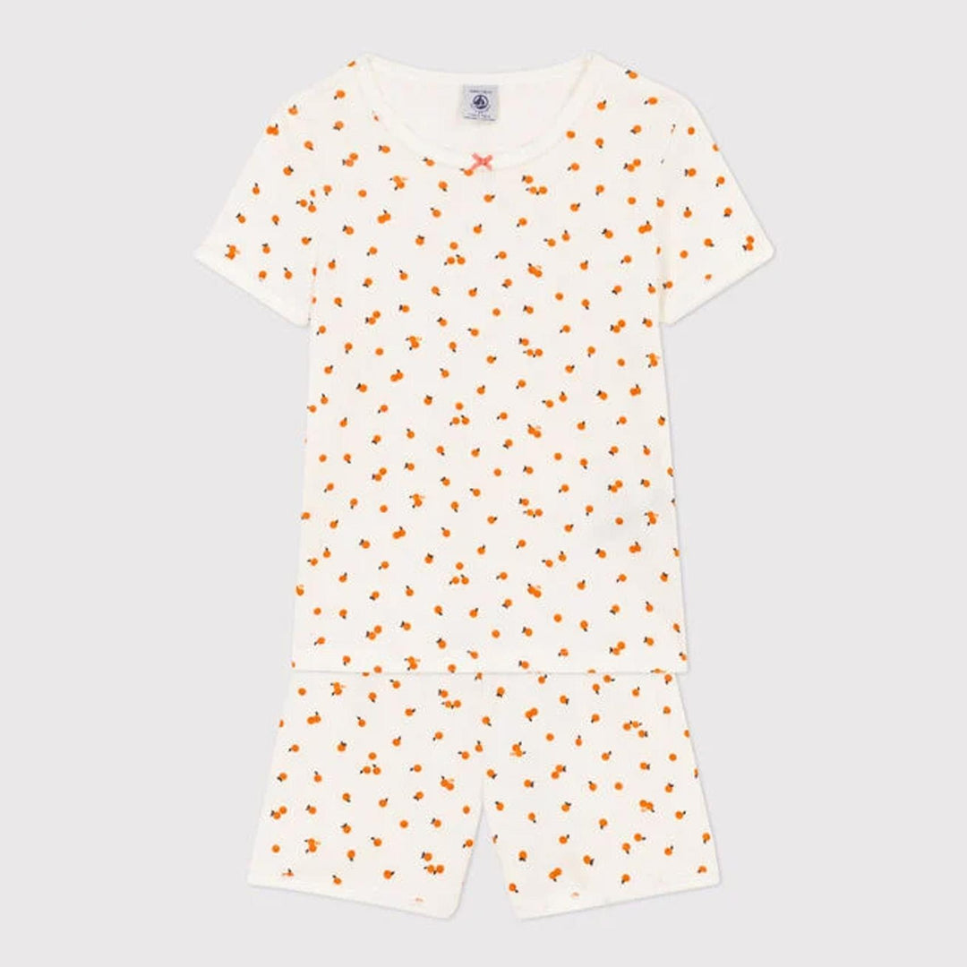 Pigiama corto bambina in cotone motivo orangettes A06UG 01 PETIT BATEAU 
