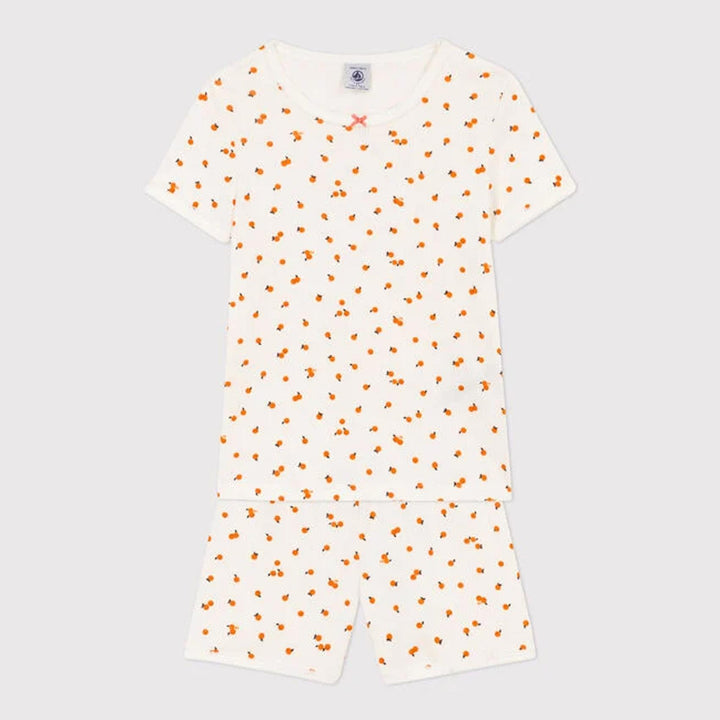 Pigiama corto bambina in cotone motivo orangettes A06UG 01 PETIT BATEAU 
