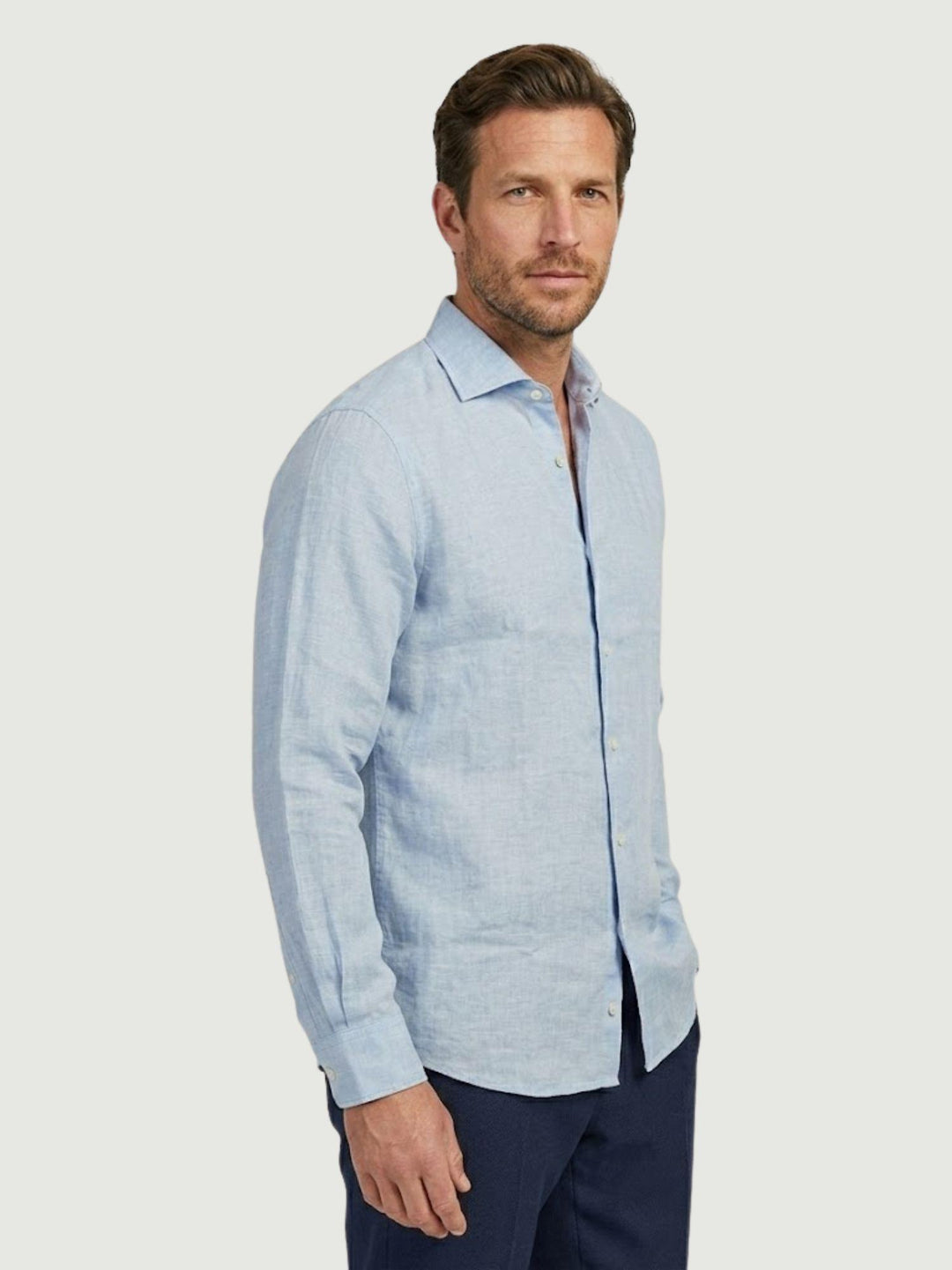 Camicia in lino azzurra chiaro BU26S02CALINENYARDDYED 240 ANDREA MORANDO 
