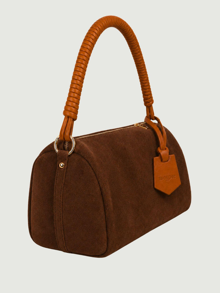 Borsa a spalla Cube in pelle scamosciata marrone CUBE MARRONE BIMOR 