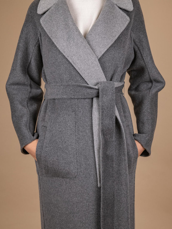 CAPPOTTO REVERSIBILE IN MISTO LANA ANTRACITE E GRIGIO PERLA 862D GRIGIO ANDREA MORANDO 