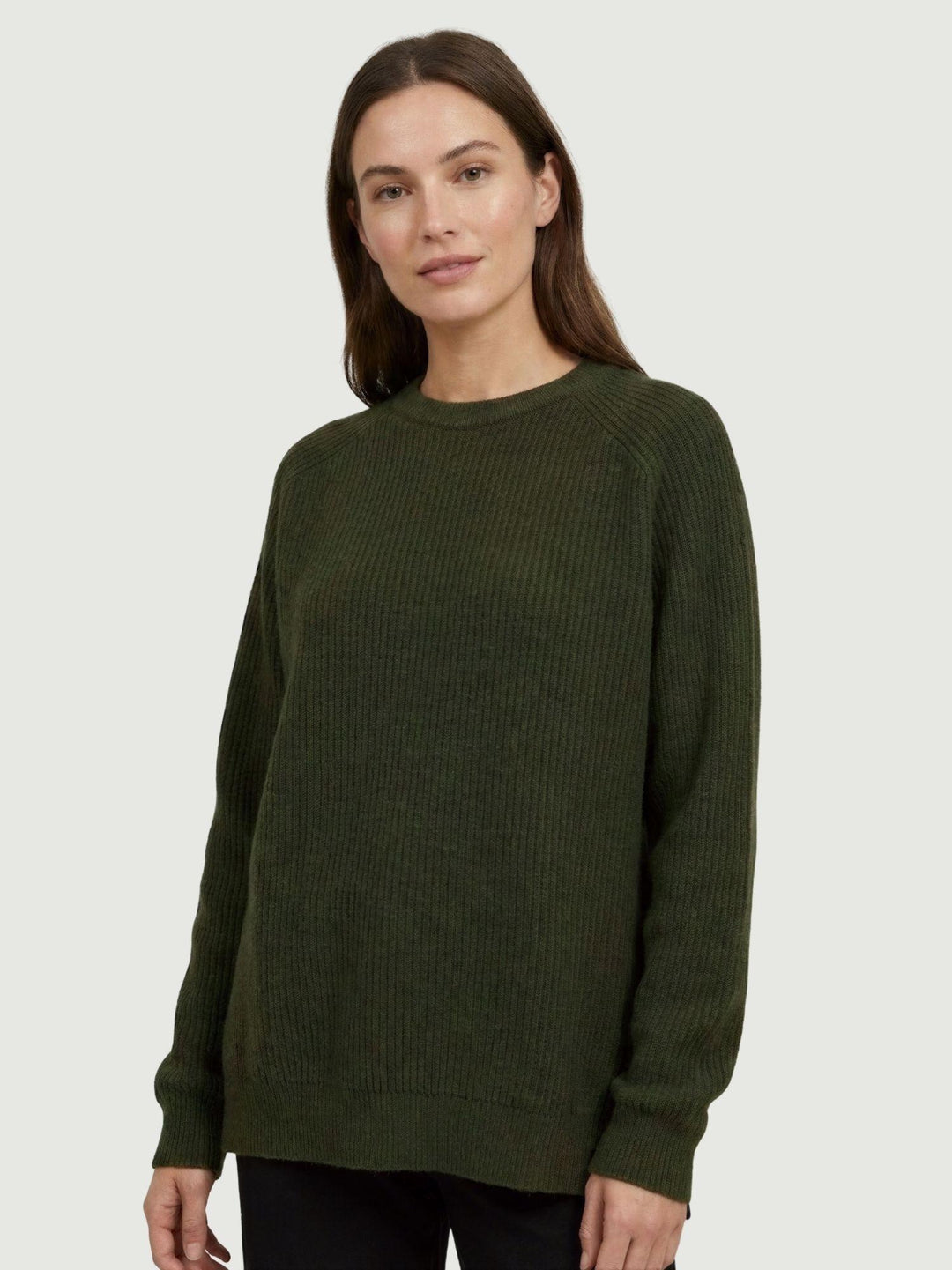 Maglia girocollo in lana e cashmere verde 14264M SELVA ANDREA MORANDO 