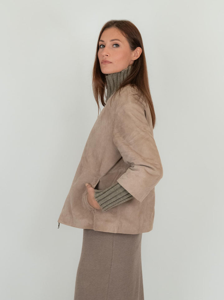 GIACCA IXIA IN CAMOSCIO BEIGE IXIA 055 JACK LEATHER 