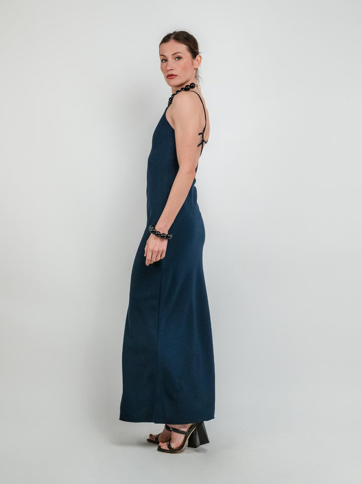 Abito lungo blu navy