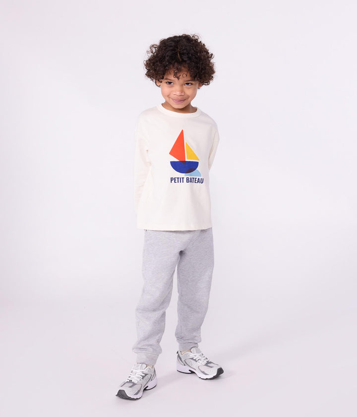 T-shirt a maniche lunghe in cotone con stampa bambina A0E8V 01 PETIT BATEAU 