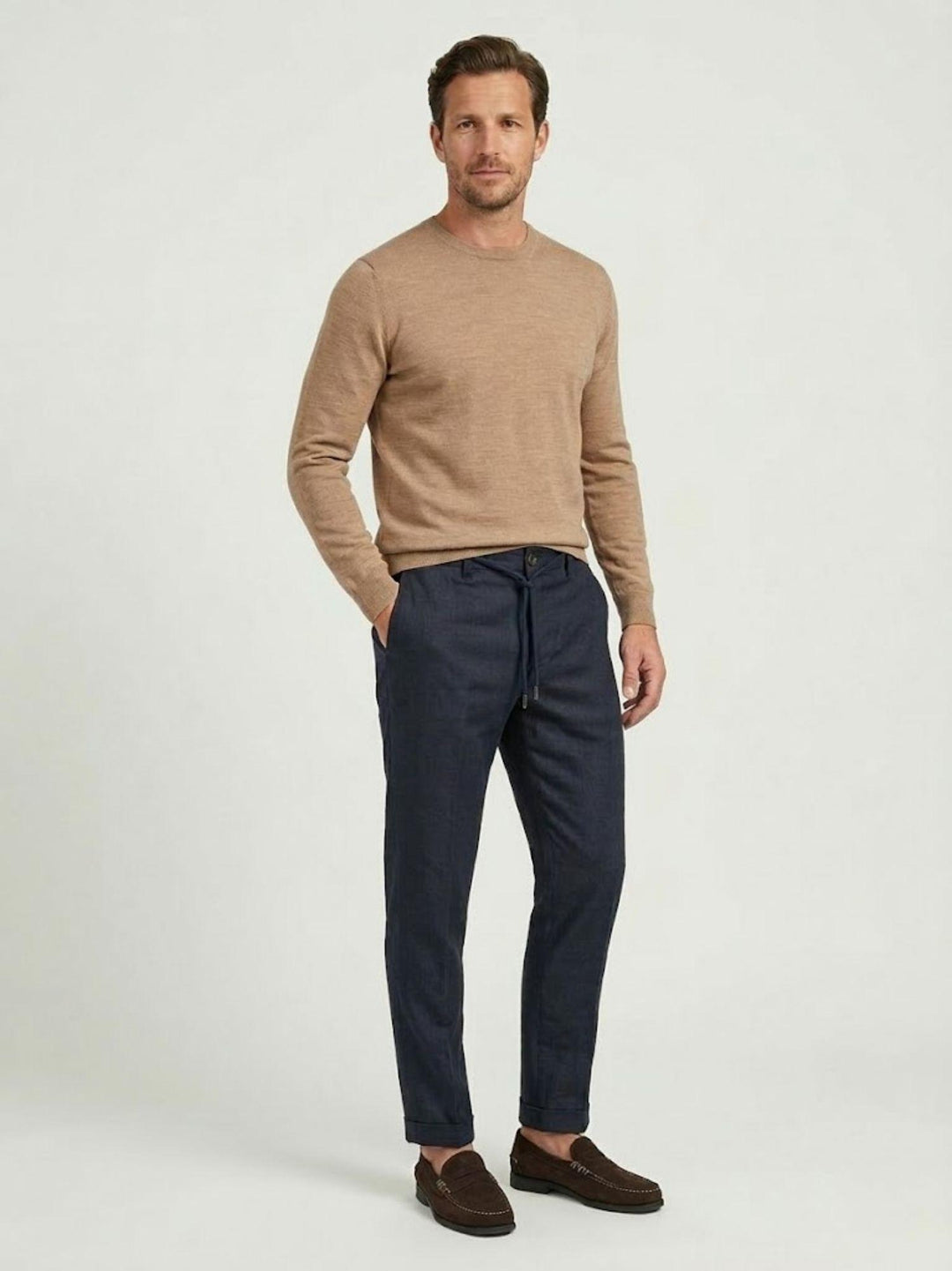 Pantalone in liocell con coulisse navy Y0007M 7000 ANDREA MORANDO 