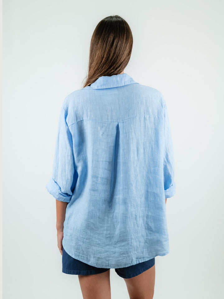 CAMICIA OVERSIZE IN LINO AZZURRA 4522 AZZURRO ANDREA MORANDO 