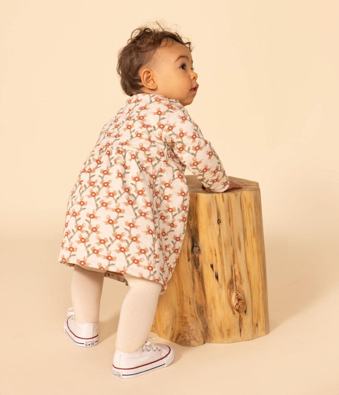 ABITO A MANICHE LUNGHE IN TUBIQUE TRAPUNTATO CON STAMPA PER BEBÈ A08SQ 01 PETIT BATEAU 