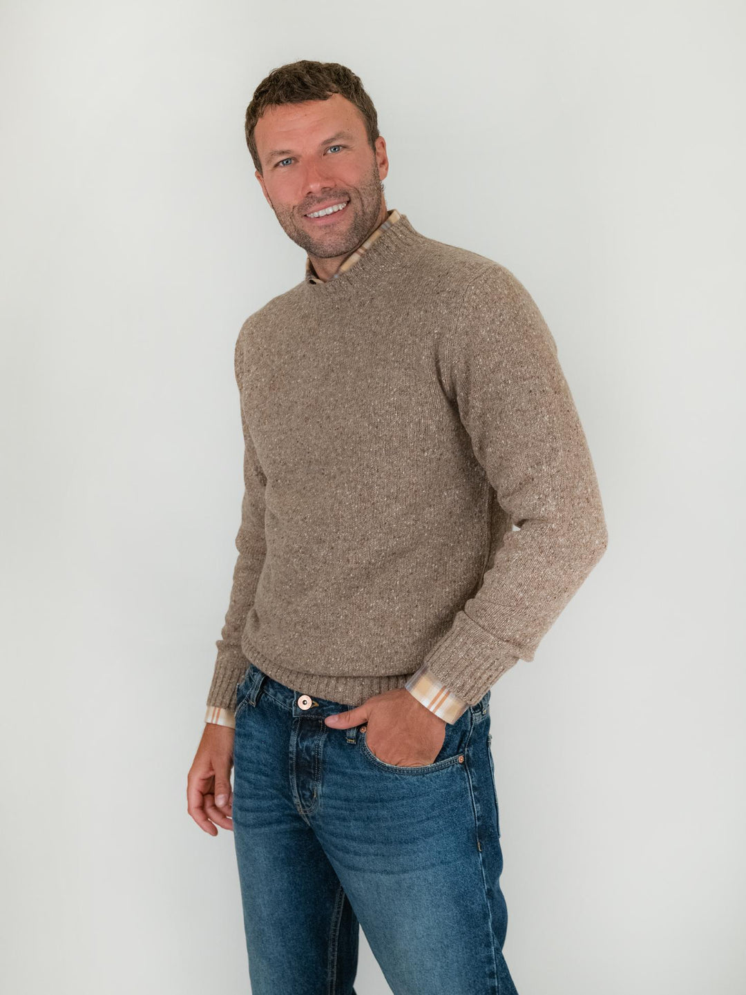 MAGLIONE GIROCOLLO in LANA color FANGO 9131 35 FIESOLI DANIELE 