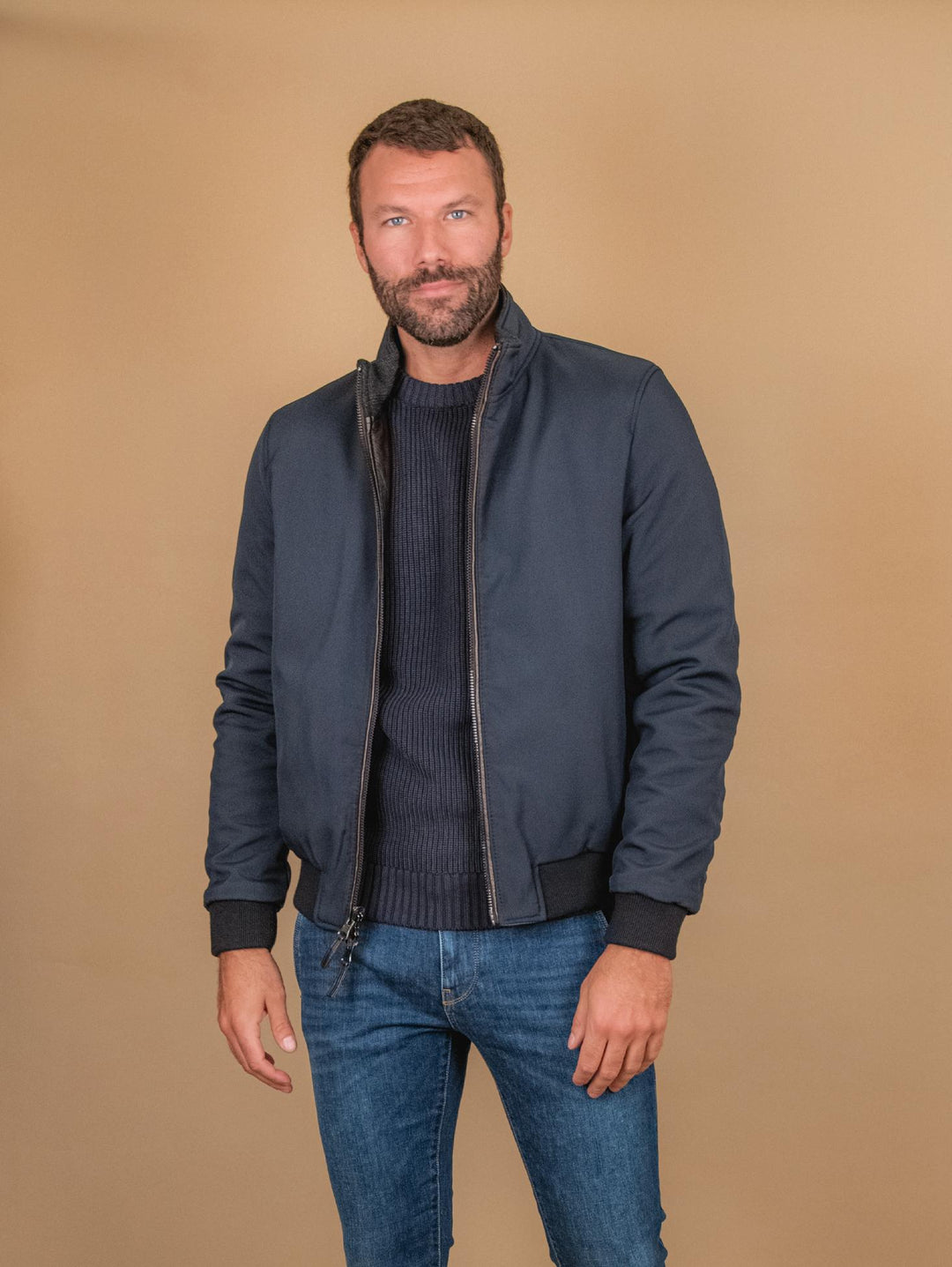 GIUBBOTTO REVERSIBILE IN PELLE MARRONE CON INSERTI IN MAGLIA "DANR" DANR 06 JACK LEATHER 