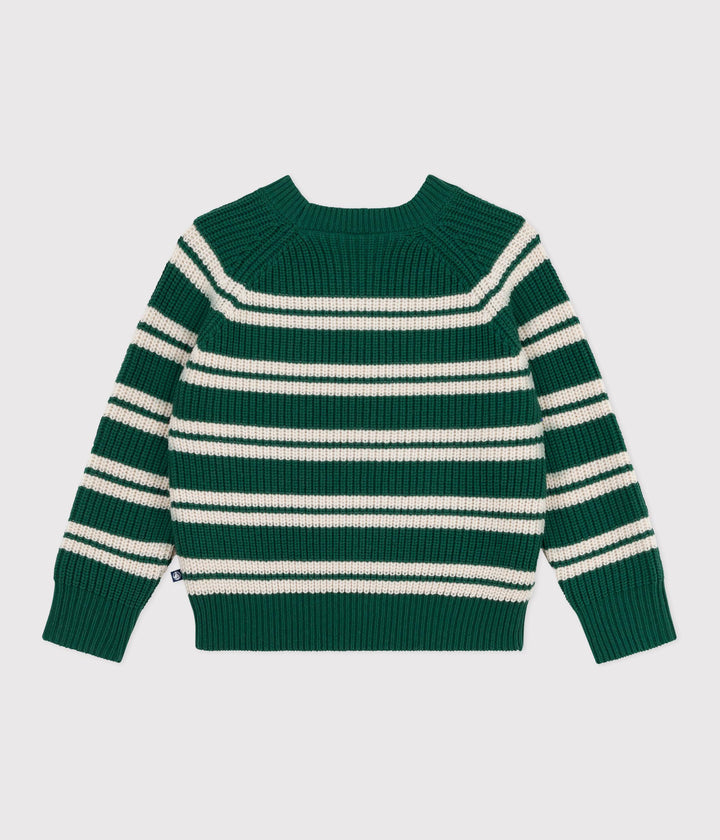 Pullover marinière in misto lana e cotone a righe bambino A0EET 01 PETIT BATEAU 